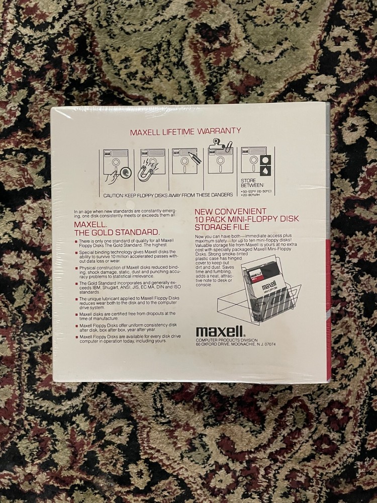 Maxell Mini-Floppy Disk MD1-D 10 Pack NEW SEALED