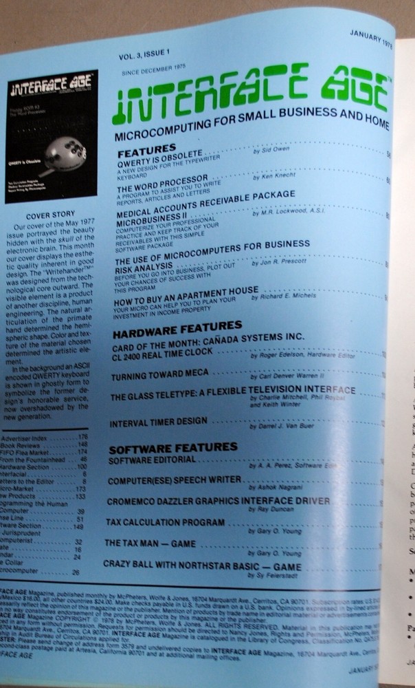 Historic Interface Age January 1978 Vol 3 Issue 1 Ships Worldwide