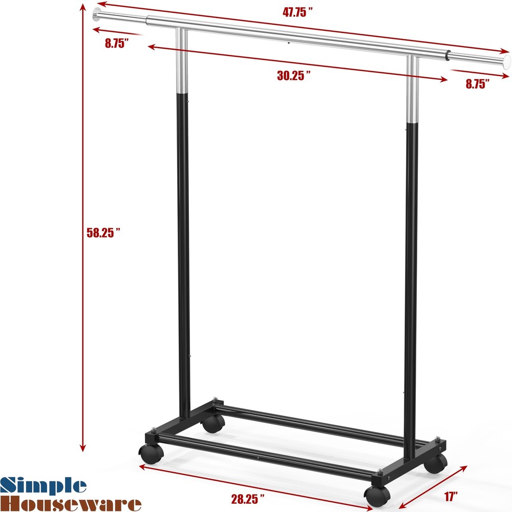Simple Houseware Standard Rod Garment Rack, Black