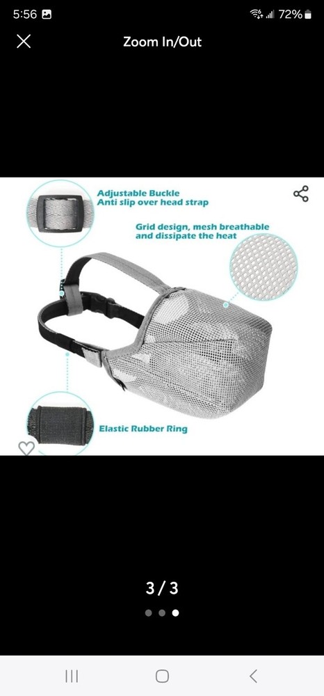 Wintchuk Dog Muzzle Size Medium Grey New Mesh