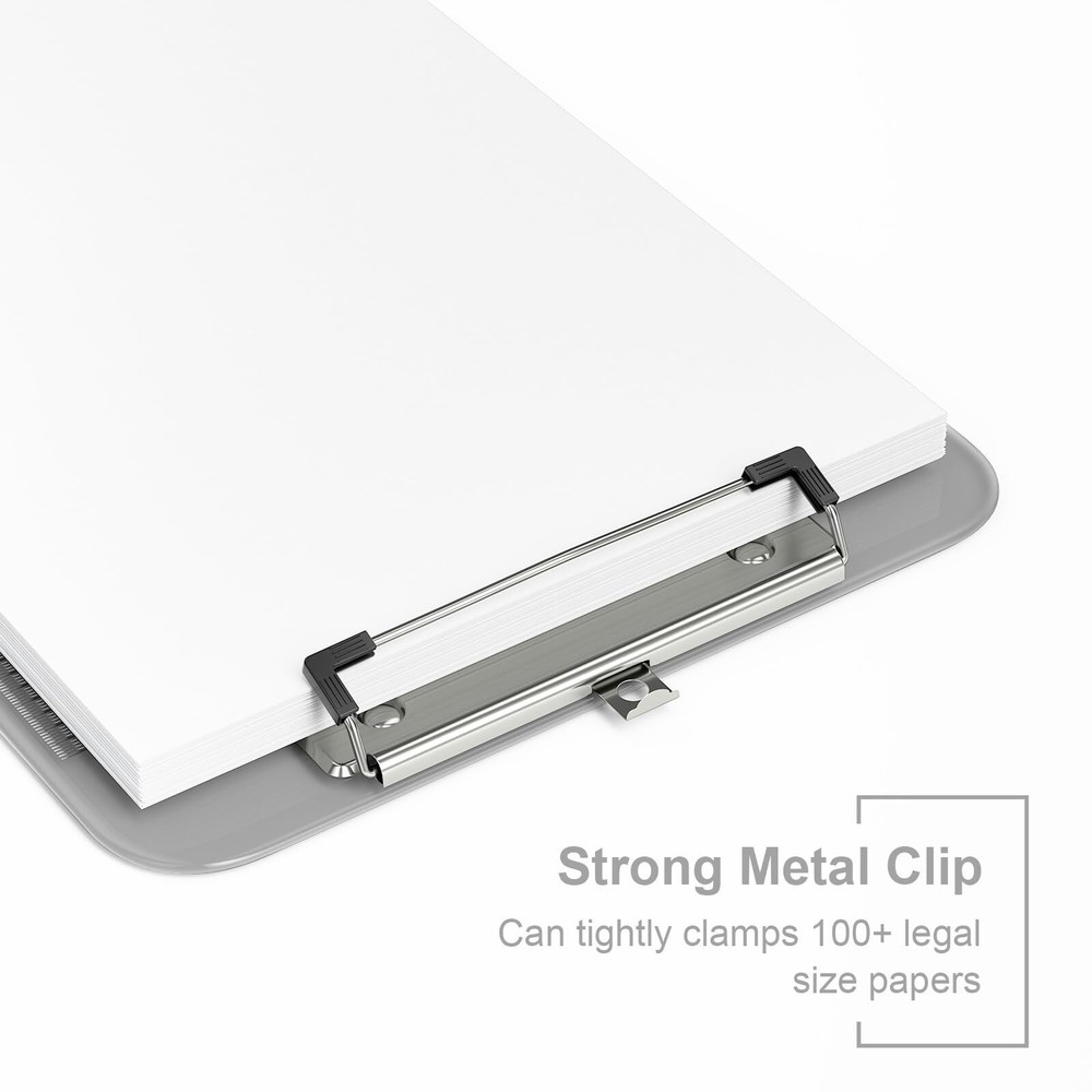 2 Pack Plastic Clipboards Translucent Ruler Clip Board with Low Profile Offic...