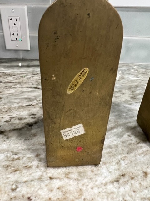 Vintage Mid Century Solid Brass Black Swan Bookends Heavy