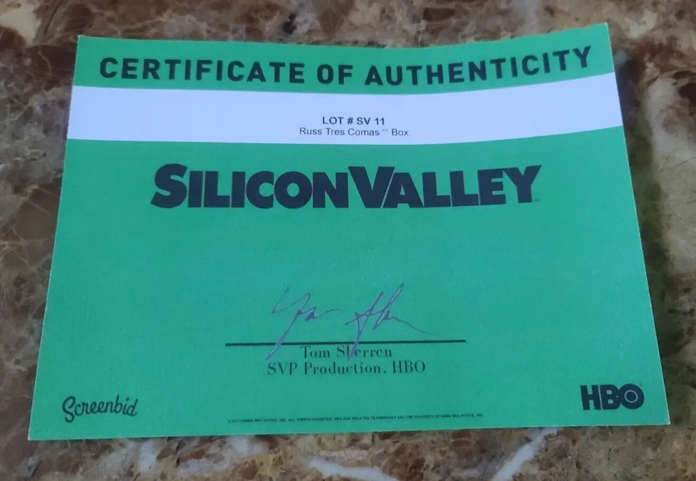 SILICON VALLEY: Tres Comas Tequila EMPTY Box w/Studio COA