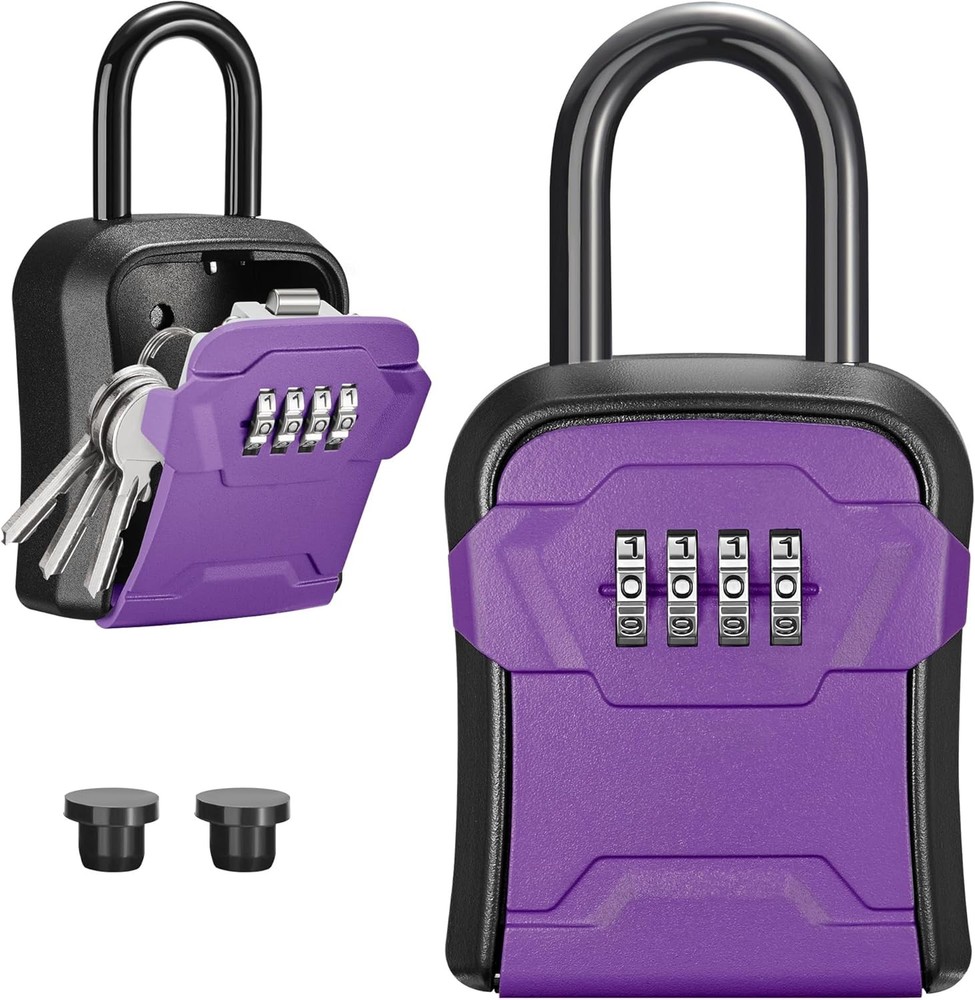 Lock Box Key Lock Box Wall Mount & Portable Combination Lockbox W/ Resettable