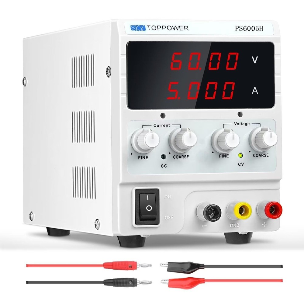 Variable DC Power Supply, 0-60V 0-5A Adjustable Bench Power Supply with 4 Dig...