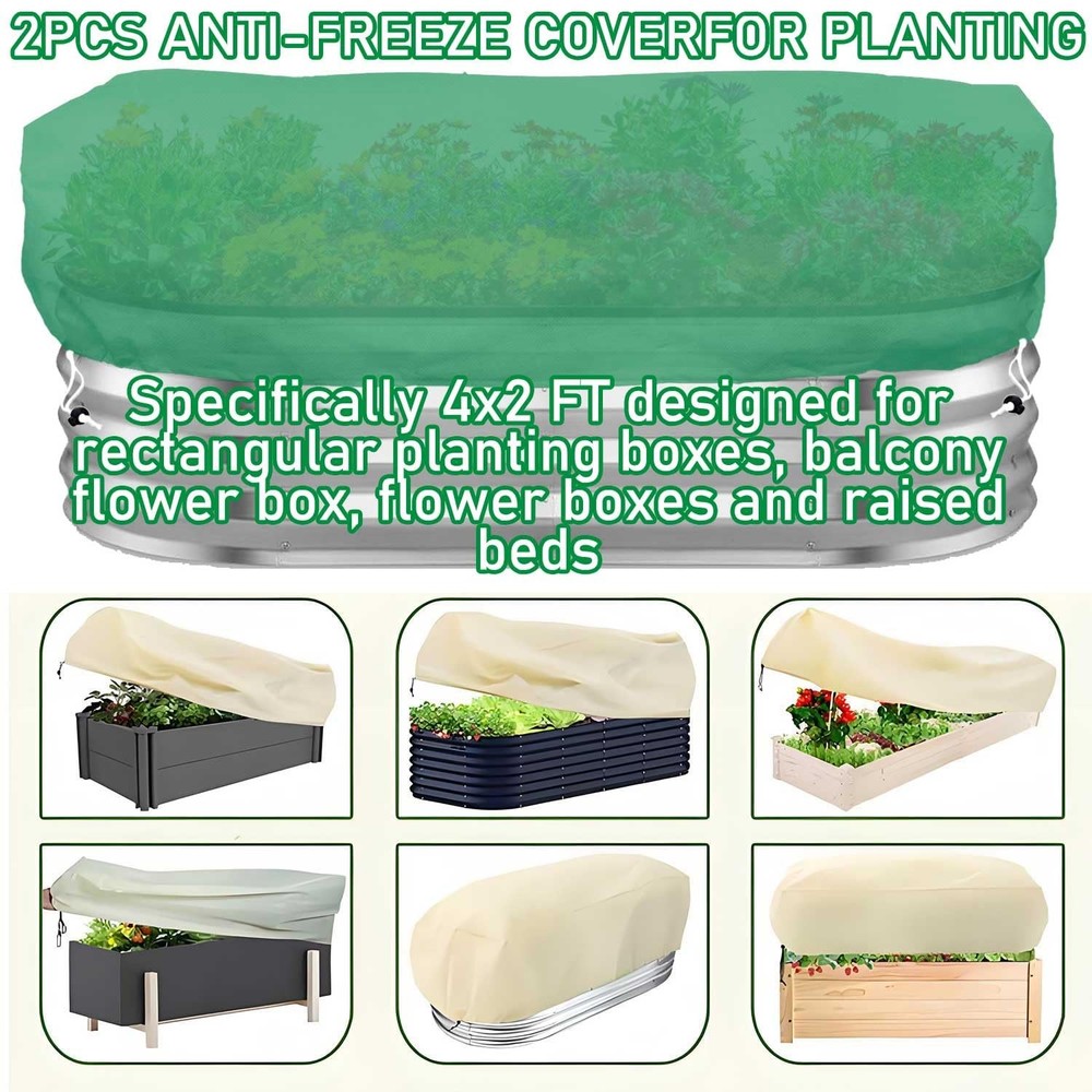Plant Covers Freeze Protection 2 Pack Rectangular Planter Frost Fabric for Ra...