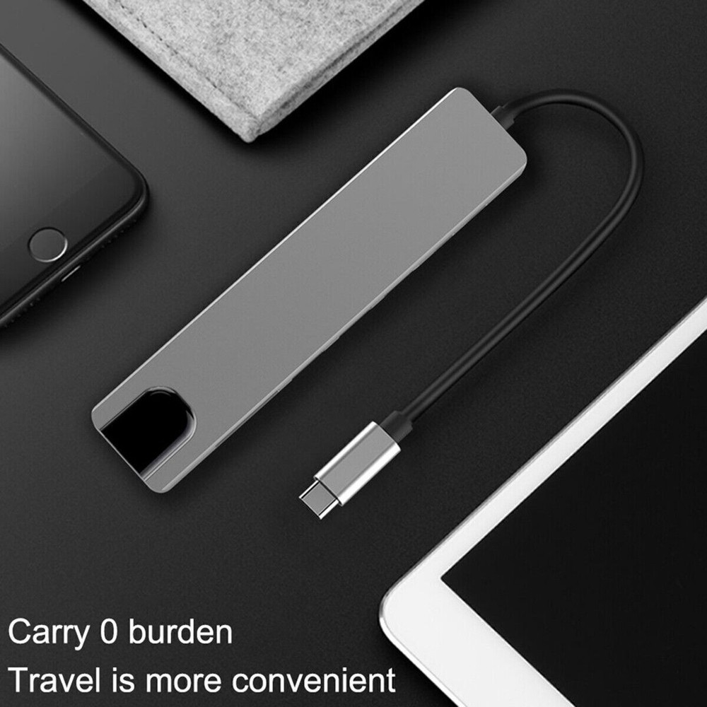 8-in-1 USB C Hub Type-C Adapter For PC Windows Multi 3.0 4K HDMI Etherne 8 Ports