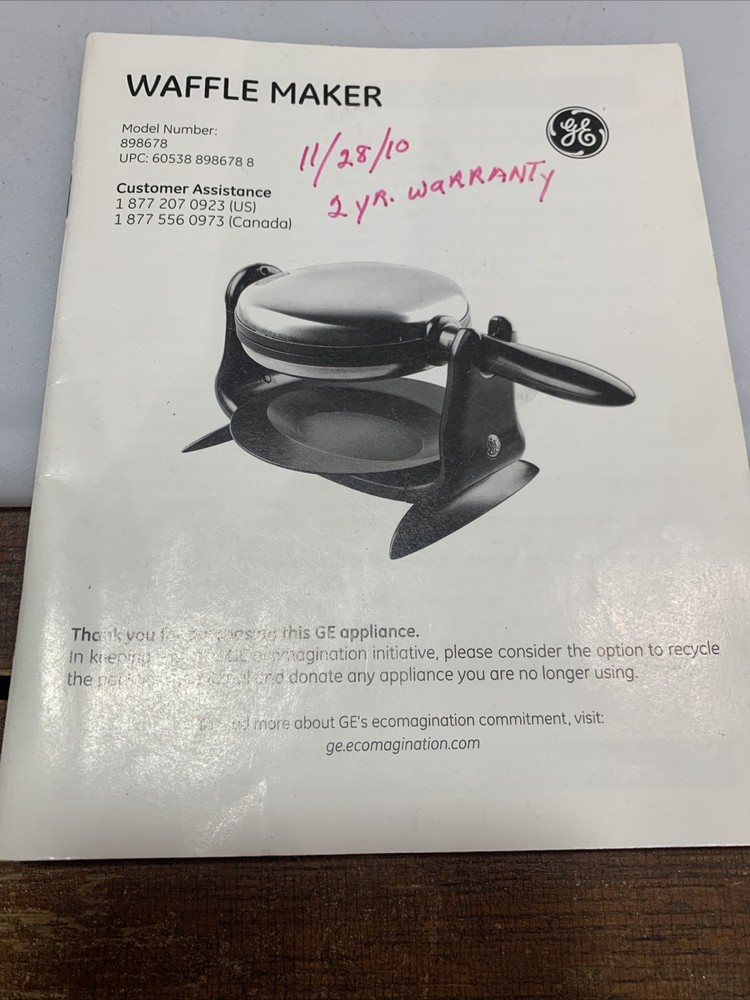 GE Rotating Belgium Waffle Maker Model 898678 Tested Works