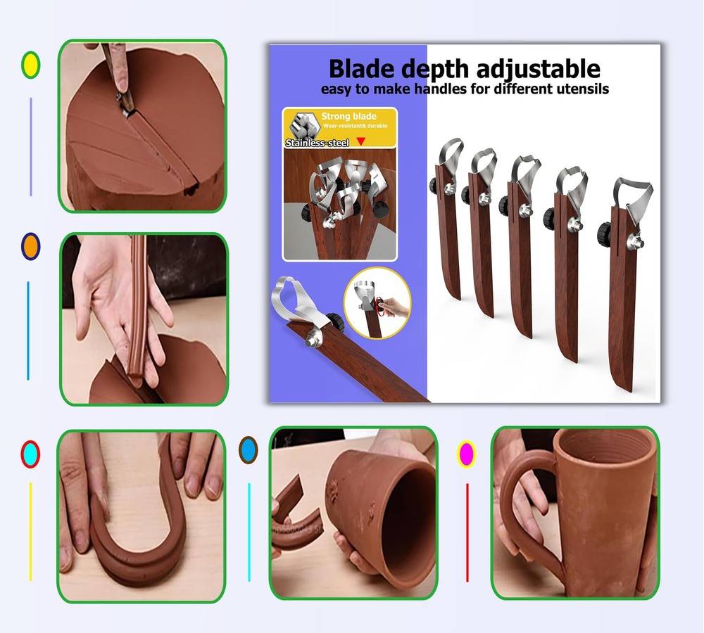 Pottery Handle Making Tool Sculpture Scraper Carving Cup Shape For Mug Vase 5PC