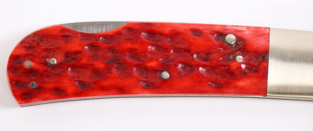 Frank Centofante Red Jigged Bone Handle Custom Folding Knife