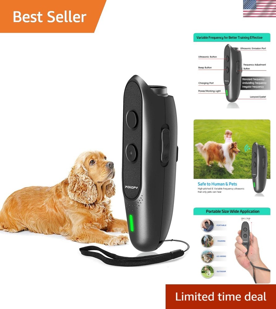 Effective Ultrasonic Dog Bark Deterrent - Adjustable Frequency, 2-in-1 Tool