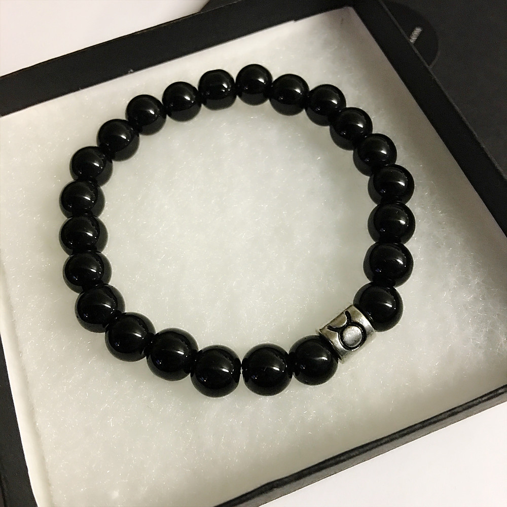 Taurus Bracelet Black Obsidian Bead
