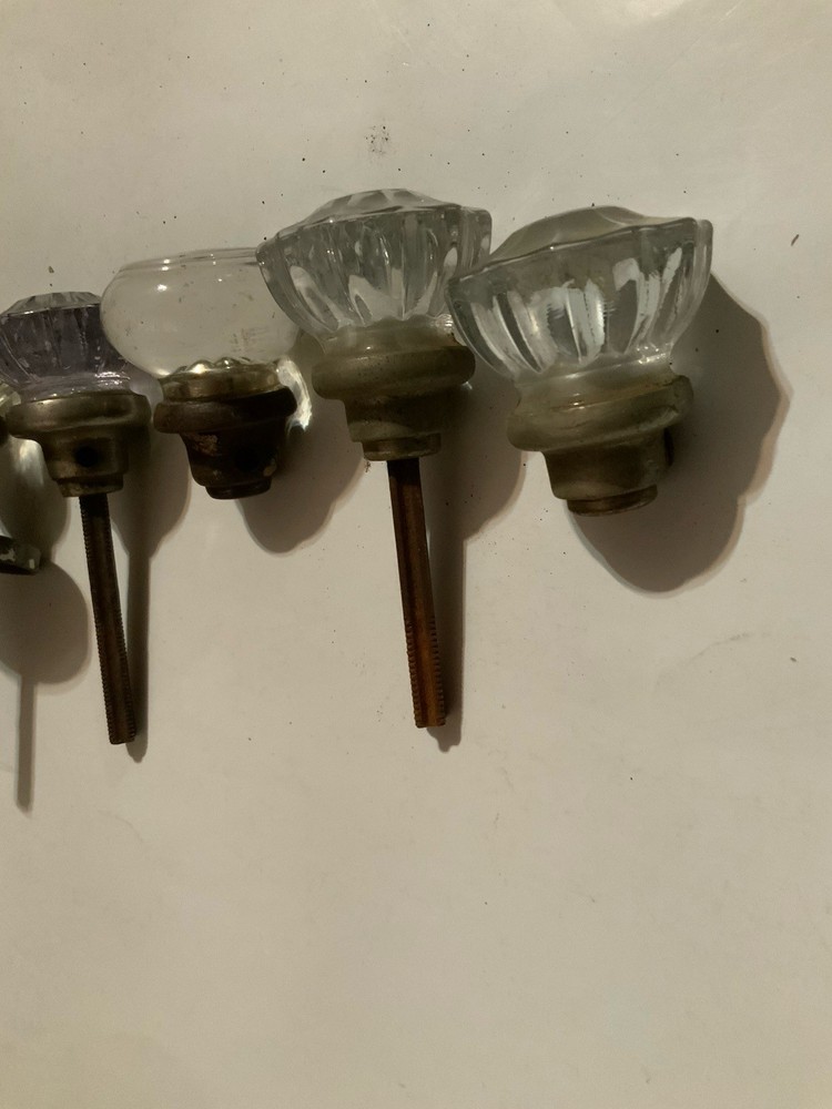 6 Different Clear Crystal Glass Door Knobs Old