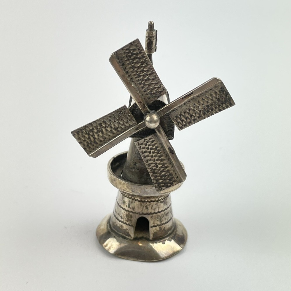 Antique Dutch Solid Silver Miniature Windmill Sword Mark Height 6cm