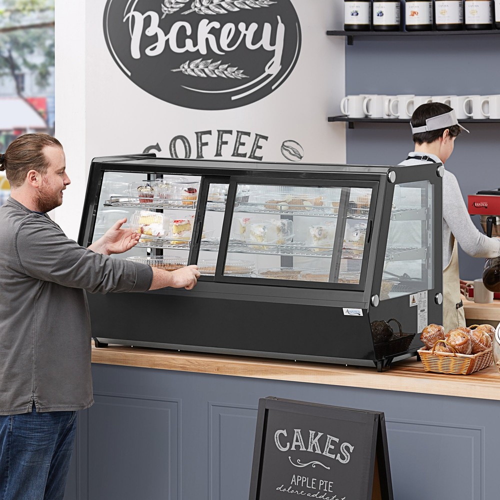 48" Black Self-Serve Refrigerated Countertop Bakery Display Case w/ LED Lighting