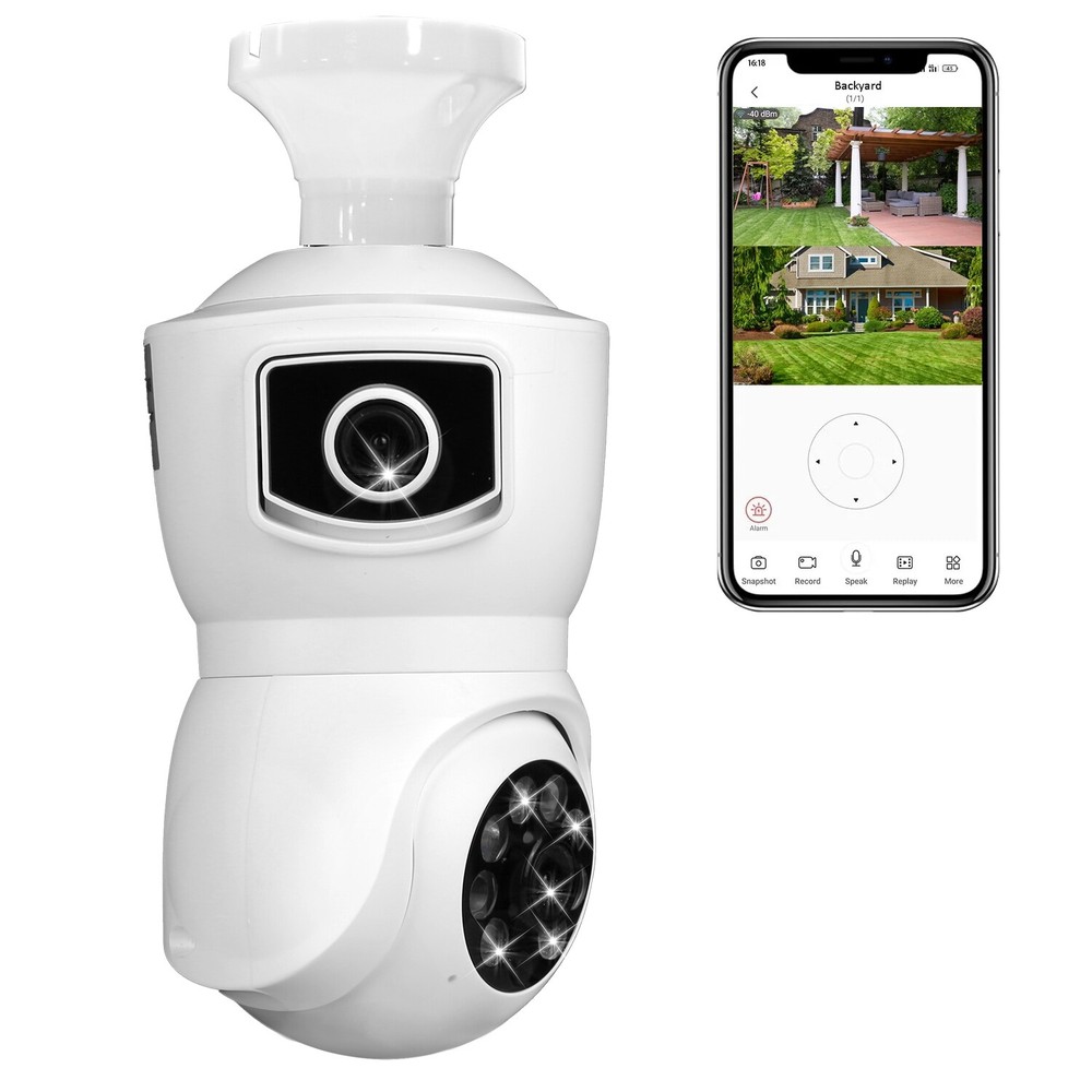 New Dual-Lens Security Camera, WiFi, AI Detection, Night Vision