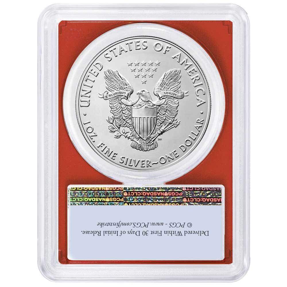 2021 $1 Type 1 American Silver Eagle PCGS MS70 FS Flag Label Red Frame