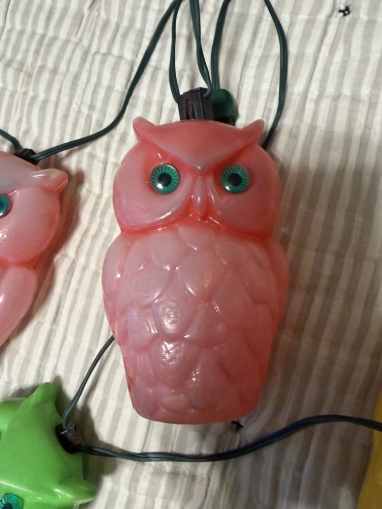 vintage owl blow mold party string lights