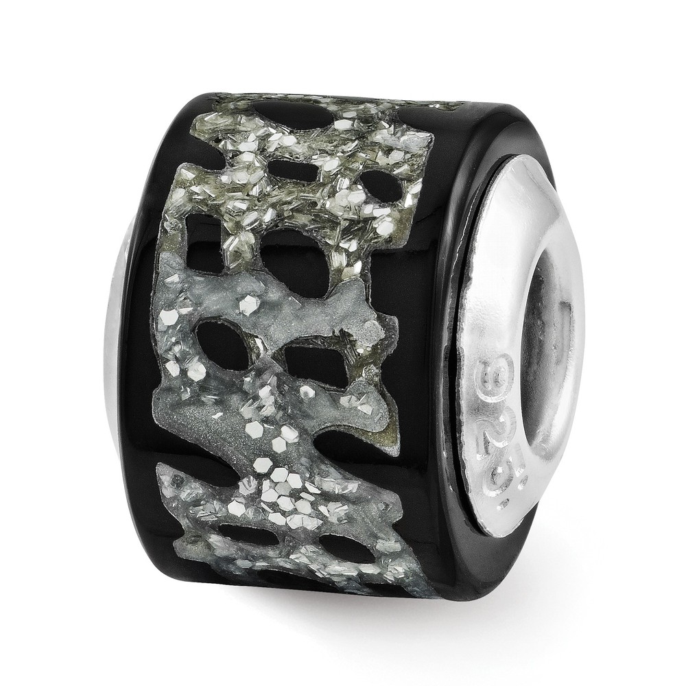 Silver Reflections Black/Silver Glitter Bead QRS3209