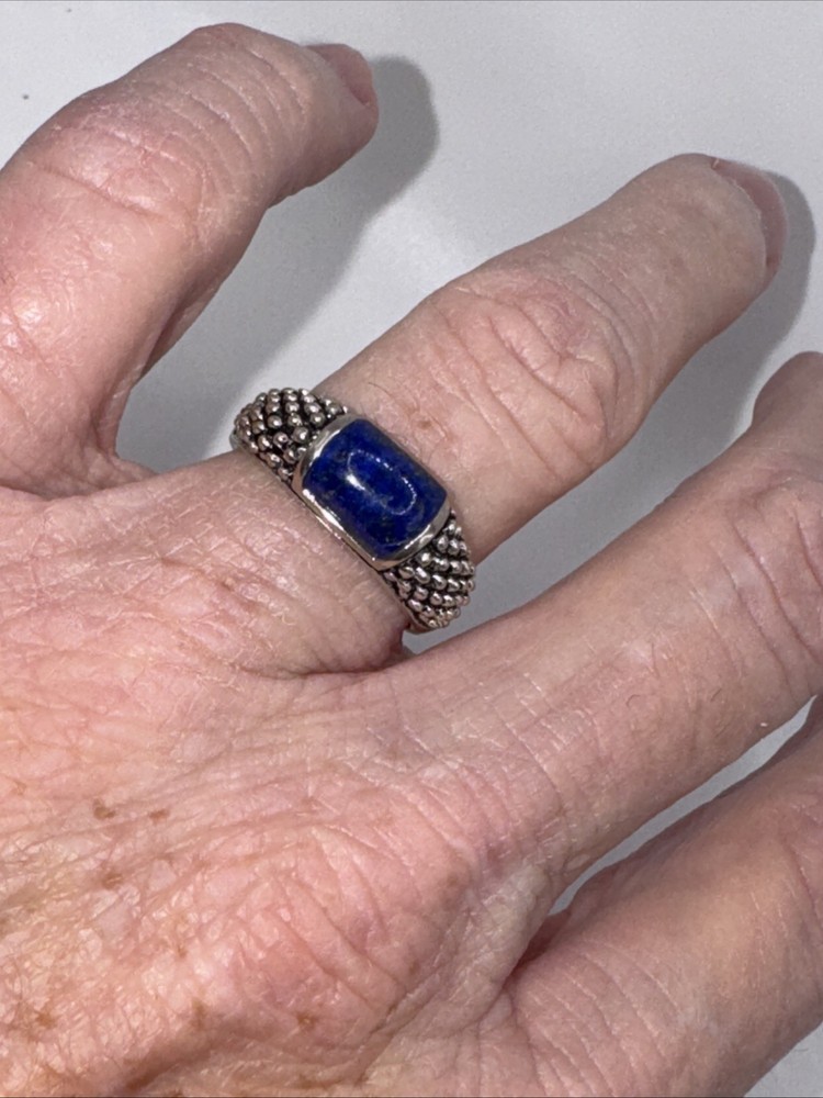 VINTAGE LAPIS AND STERLING SILVER RING -SIZE 8.75