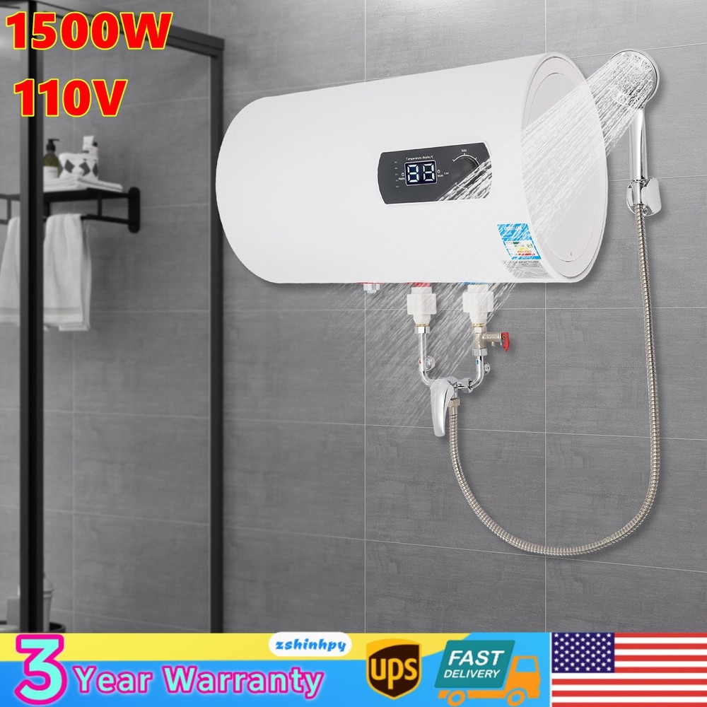 40L Electric Hot Water Heater Wall Mounted 1500W Instant Water Warmer Bathroom