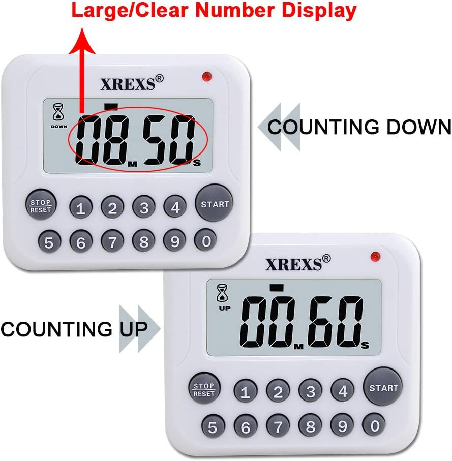 XREXS Digital Kitchen Timer Magnetic Countdown up Cooking Timer Clock with Magne
