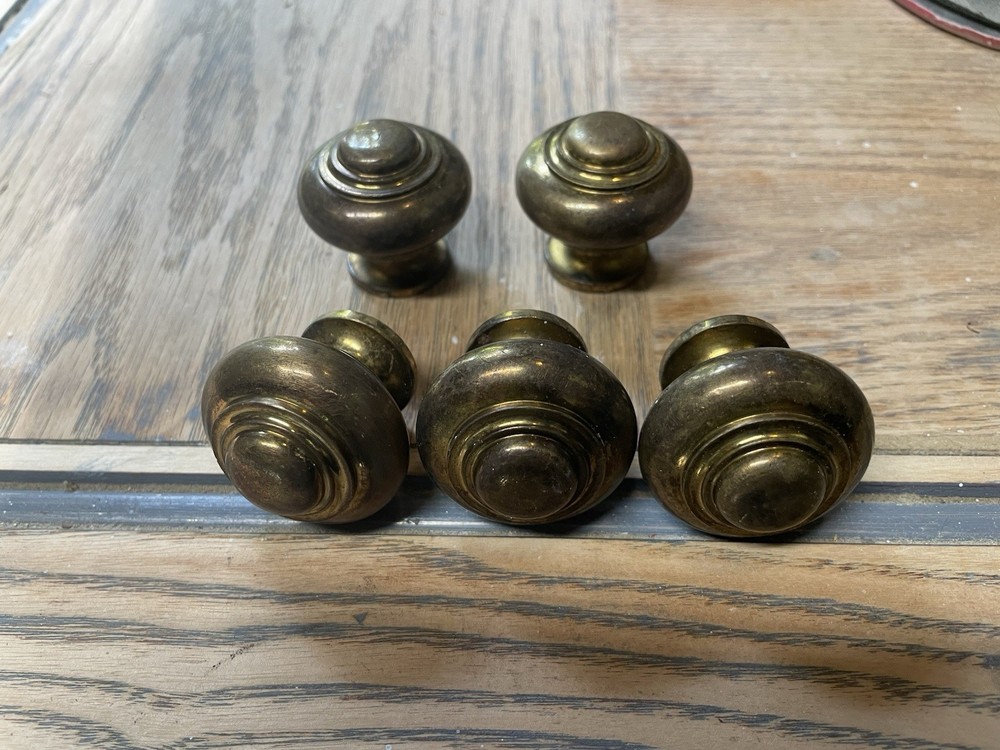 Vintage solid Brass Knobs, Set Of 5