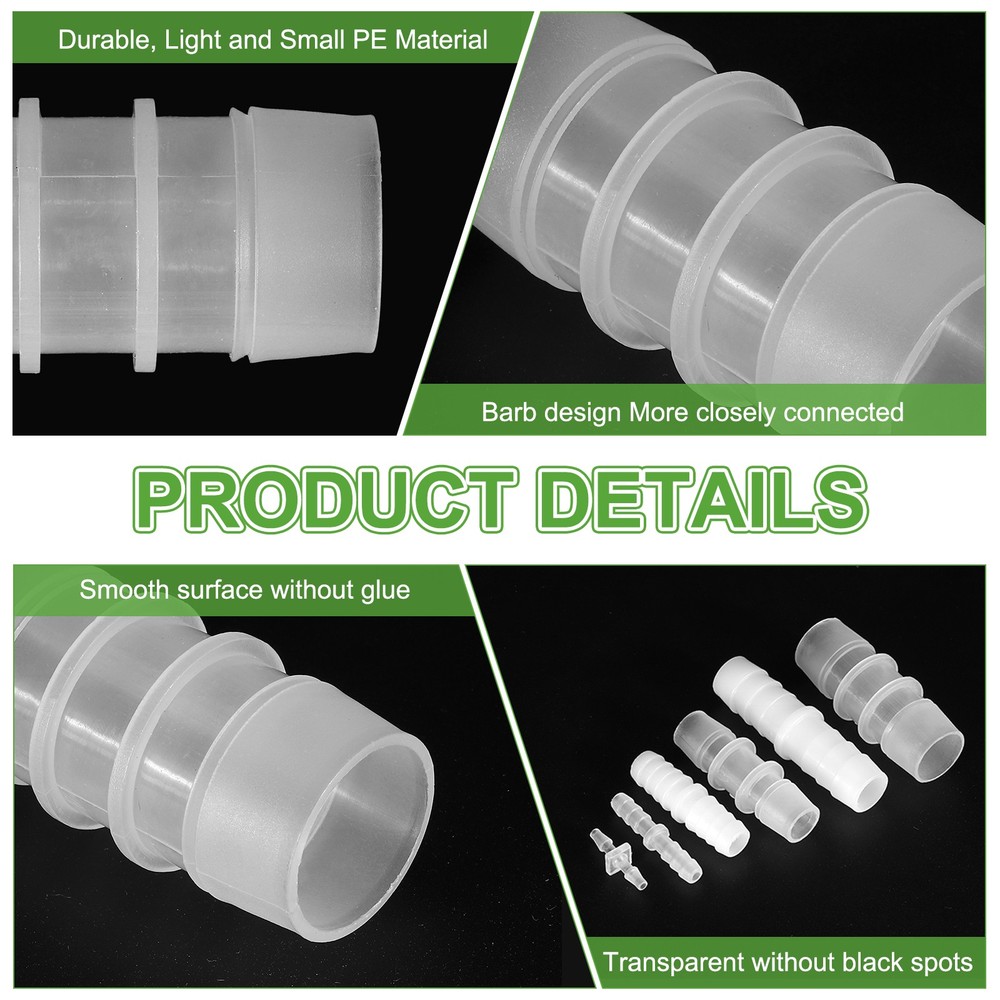 5pcs Plastic Hose Barb Fitting, 1/2" Barbed Hose Pipe Fitting Adapter, Clear
