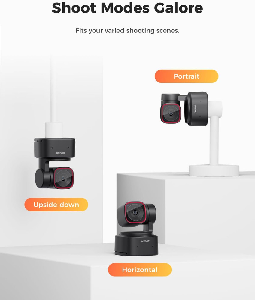 Tiny 2 Lite 4K Webcam for PC, AI Tracking PTZ Streaming Camera with 1/2" Sensor,