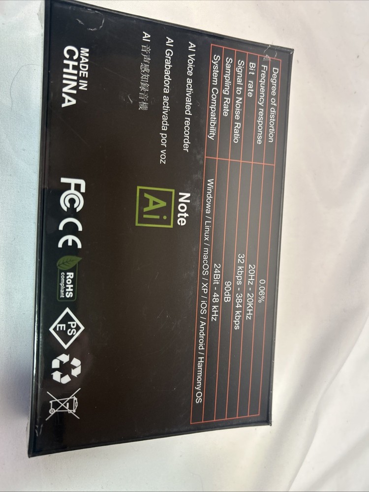 Ai Voice Activated Recorder Note AI .06% Distortion Windows Apple Android Linux