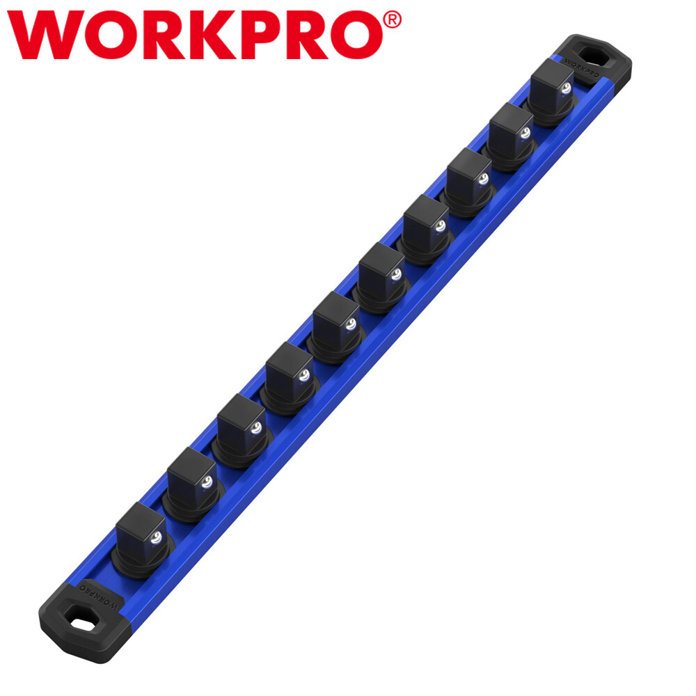 WORKPRO 1/2 Drive Magnetic Socket Organizer Heavy Duty Socket Rail Socket Holder