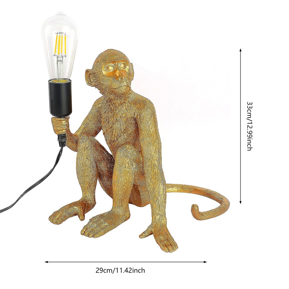 Gold Monkey Table Lamp Sitting Monkey Light Bedroom Monkey Table Light Gift