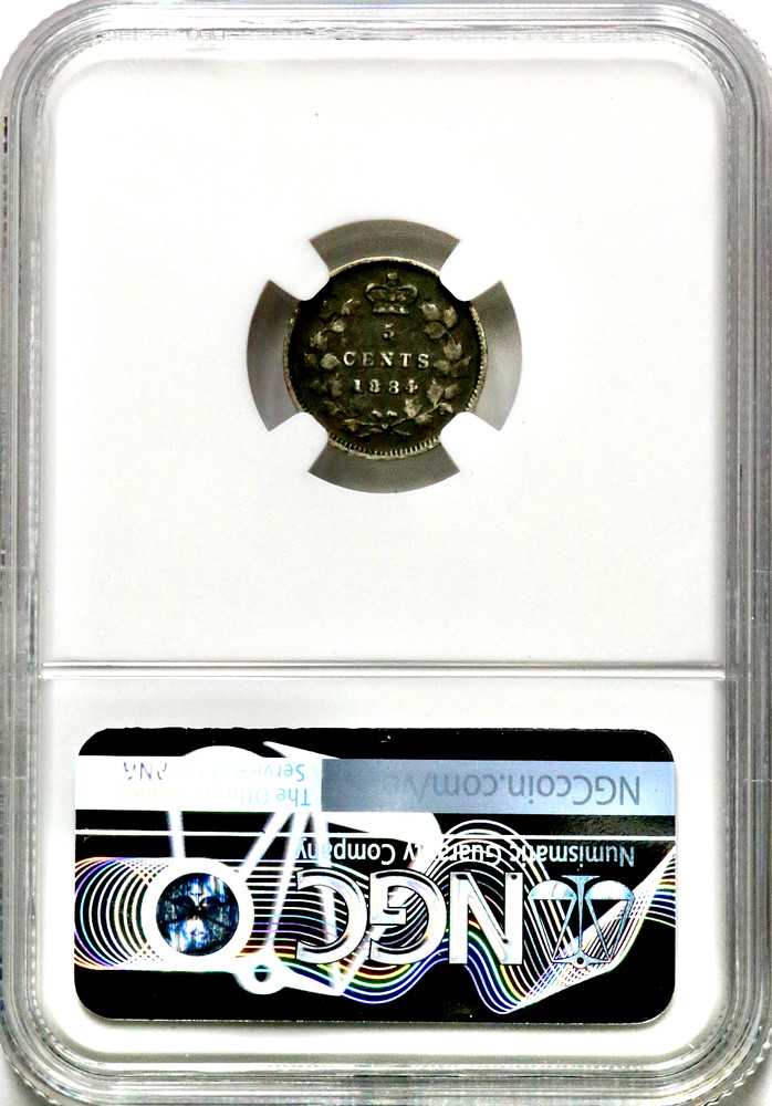 1884 Canada Silver 5 Cent Pointed 4 - NGC VF 25 CC979