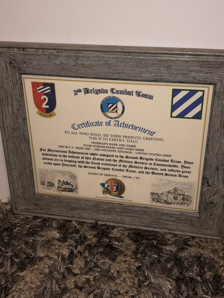 2ND B.C.T. / SEND ME - 3RD INFANTRY DIVISION (COMMEMORATIVE CERTIFICATE)