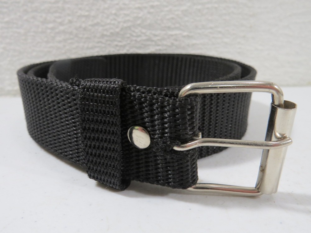 Nylon Web Belt Black Mens Size 32 Adjustable Silver Tone Buckle