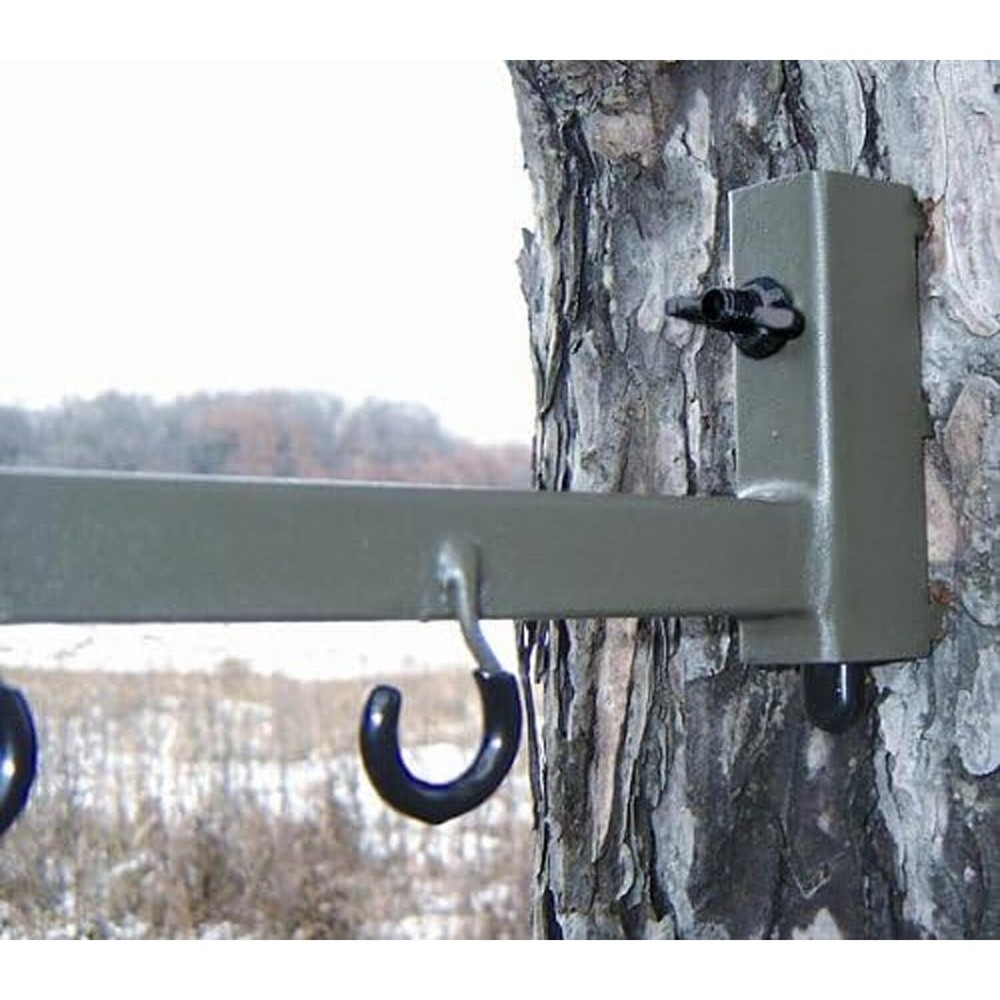 HME Better Tree Stand Bow Hanger with Accessory Hooks and Mounting Screws