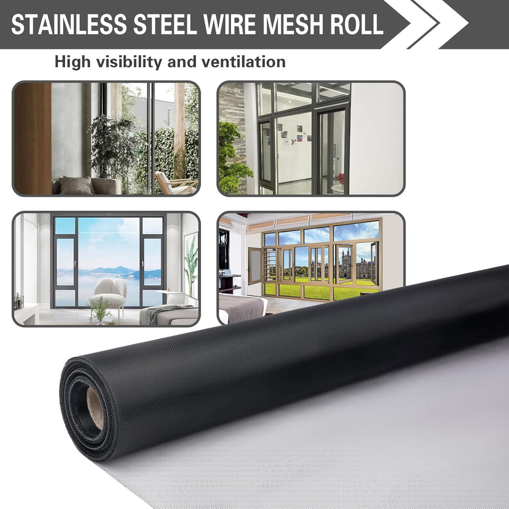 304 Black Stainless Steel Robust & Shielding Window Screen Replacement Mesh