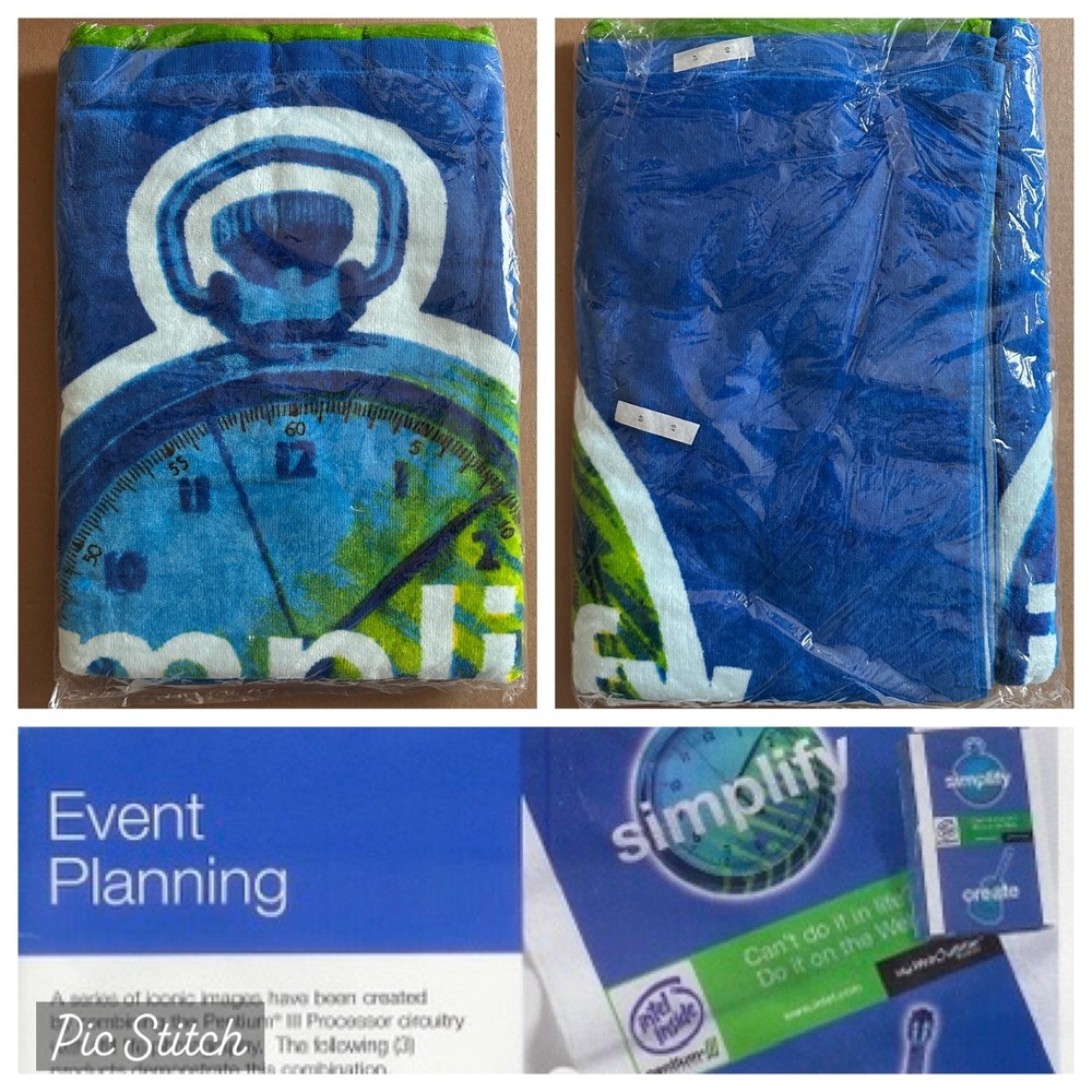 Vintage Intel Pentium III processor/Intel Web Outfitter Beach Towel NEW