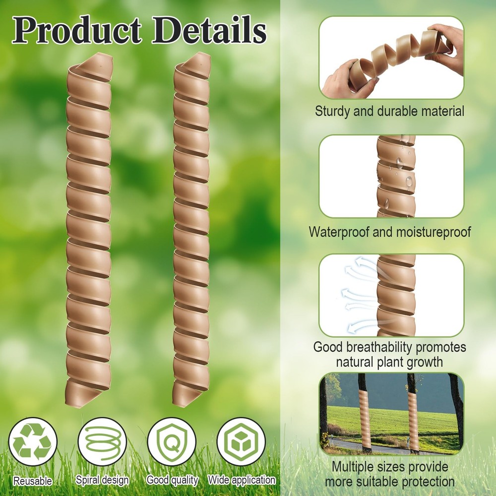 20Pack Spiral Tree Trunk Protectors Wrap Guards for Deer & Rabbits Light Brown