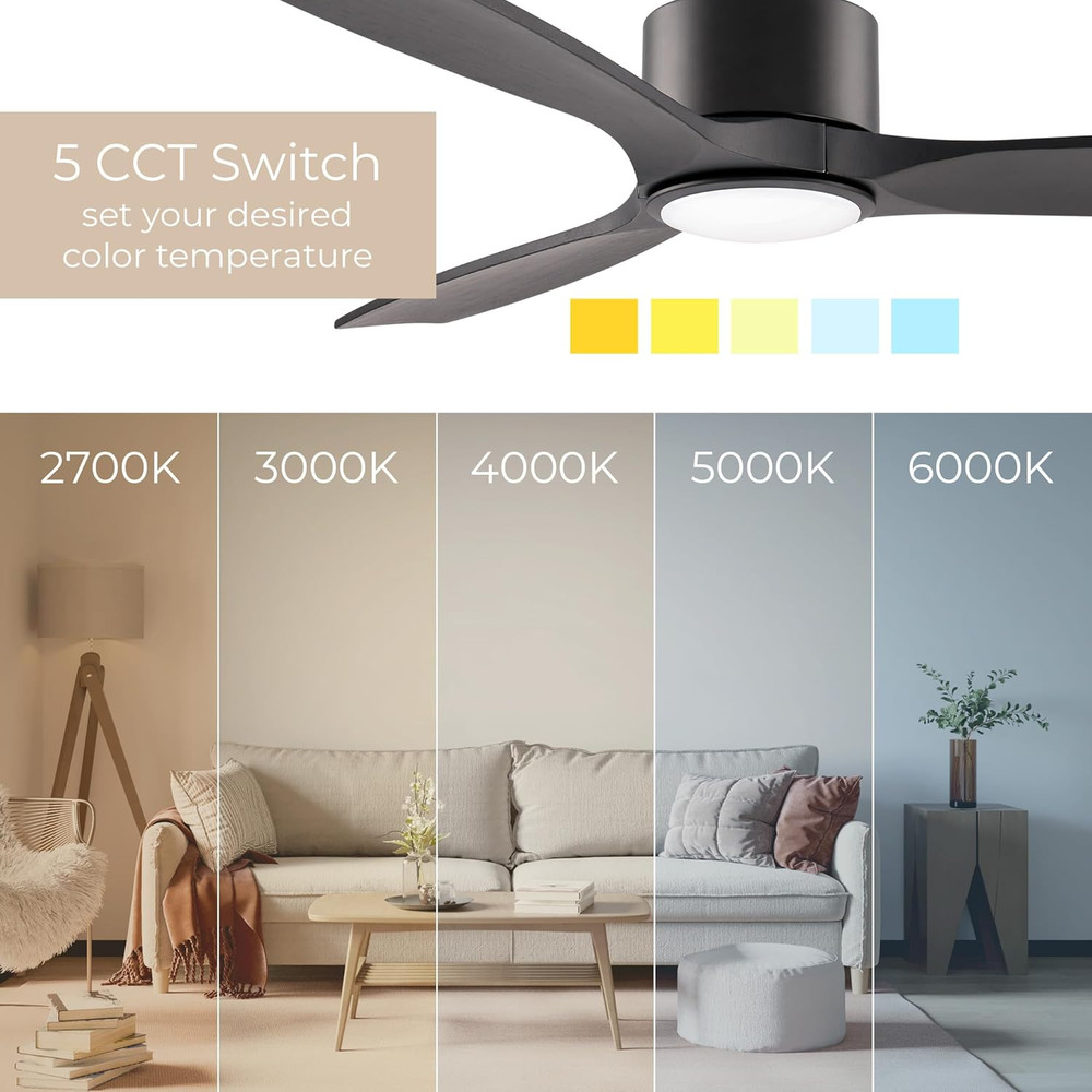 Madera Smart 52" Ceiling Fan with LED Light & Remote Control - Black/Ebony