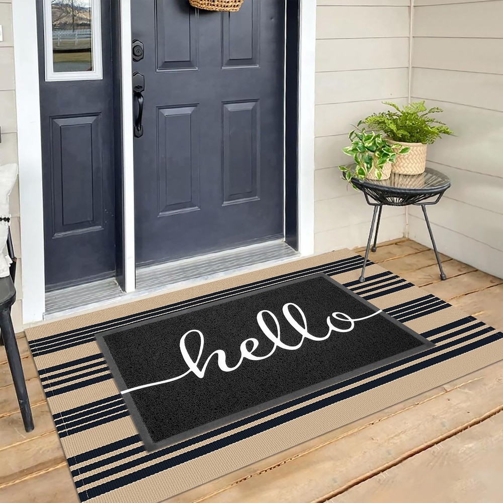 KILOCOCO Striped Rug 3'X5' 3' x 5' (Rectangular), Brown and Black Stripe