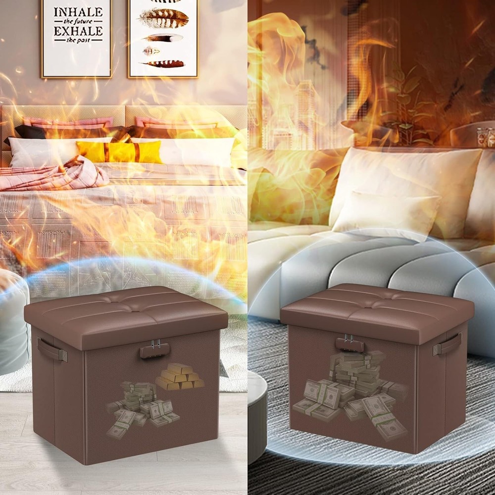 Multipurpose Fireproof Storage Stool, Lockable and Water-Resistant - 47L