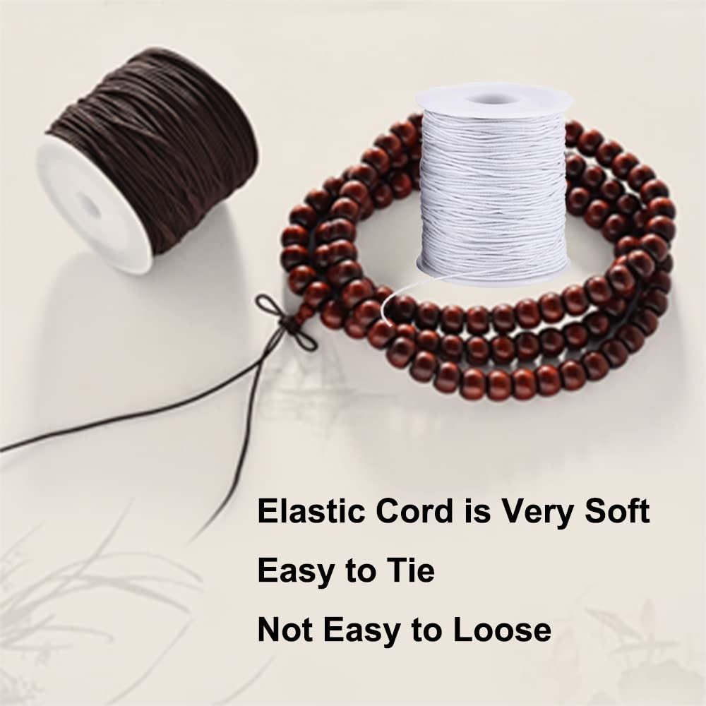 Stretchy String for Bracelets, 4 Rolls 1 mm Sturdy Elastic String Elastic Cor...