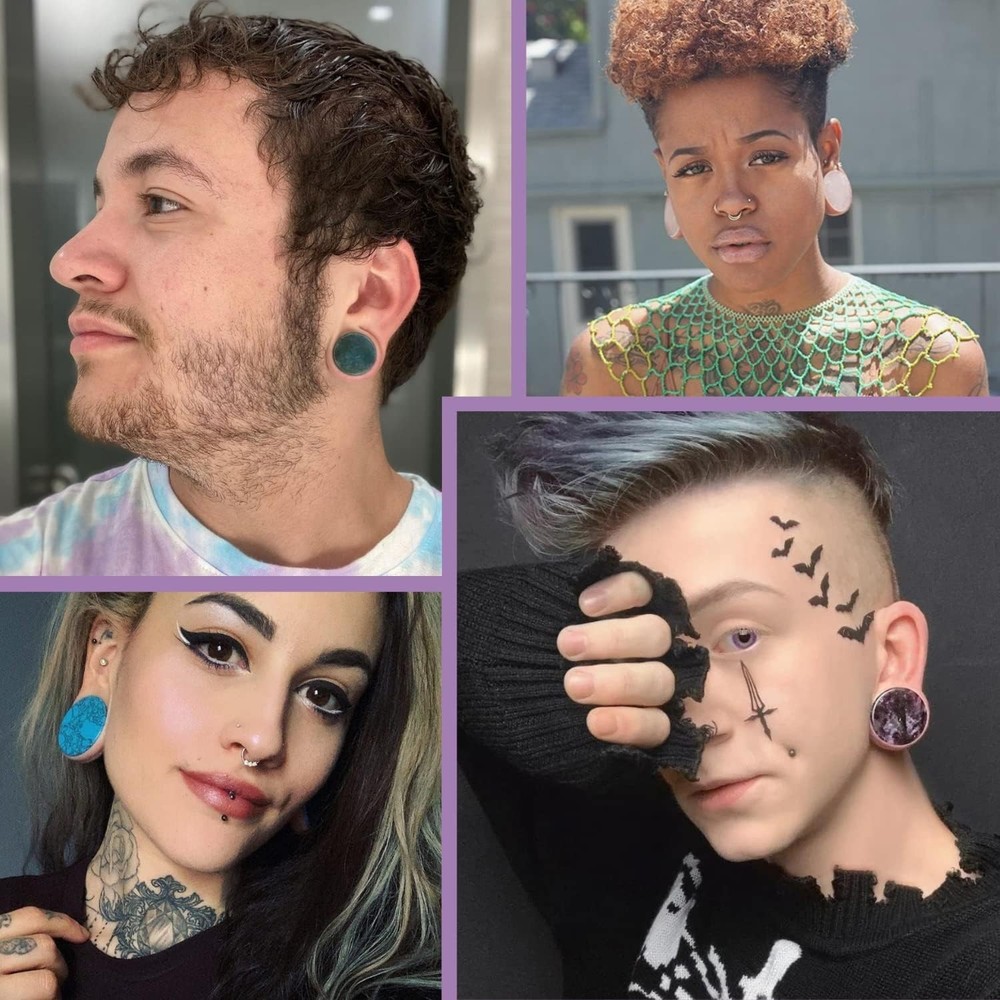 18PC Natural Stone Plugs Set - Ear Stretching Kit