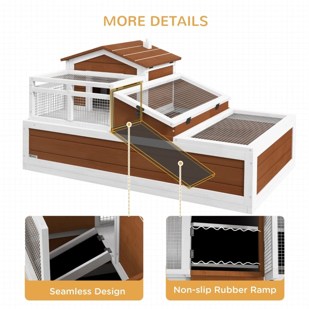 Wooden Rabbit Cage Easy To Clean with Pull-out Tray