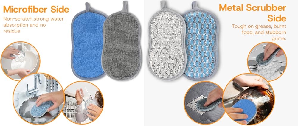 Multi-pose Scrub Spons Kitchen – Dish Spon, -Sided Non-Scratch