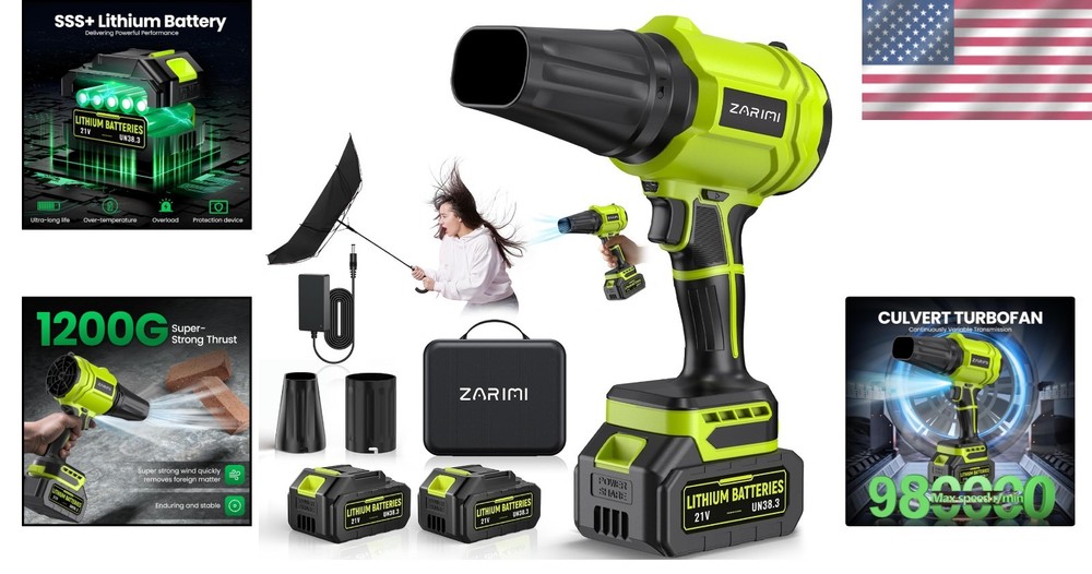 Powerful Cordless Leaf Blower Kit - Light Green