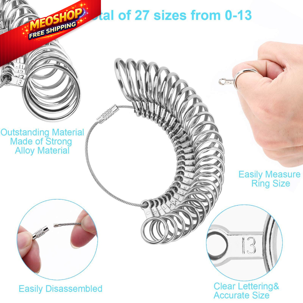 UUBAAR Ring Sizer and Measuring Tool, 5-in-1 Pro Sizing Kit: silver