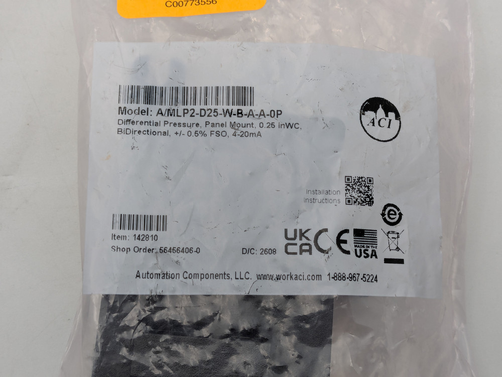 Automation Components (ACI) A/MLP2-D25-W-B-A-A-0P | Differential Pressure Sensor