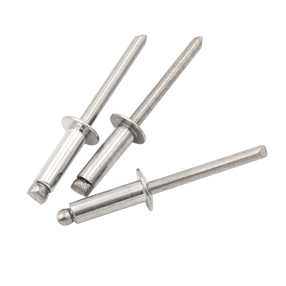 100pcs 3/16" M4.8 Diameter Stainless Steel Domed Head Open End Blind Rivets